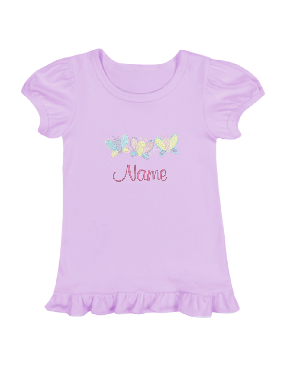 Butterfly Trio Ruffle Tee
