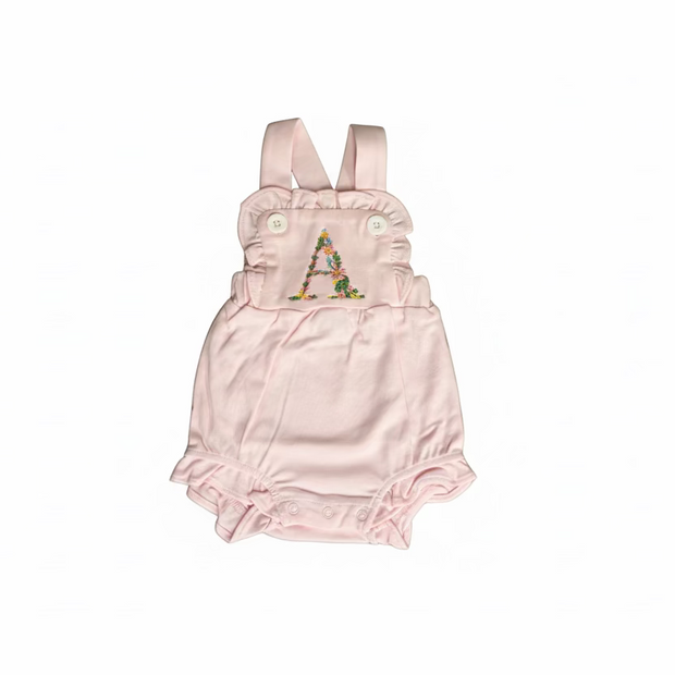 Floral Monogram Ruffle Sunsuit