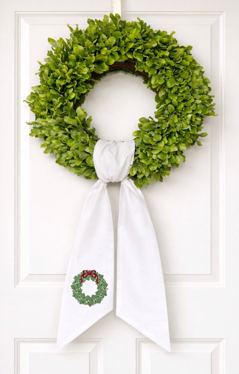 Holiday Wreath - Christmas Wreath Sash