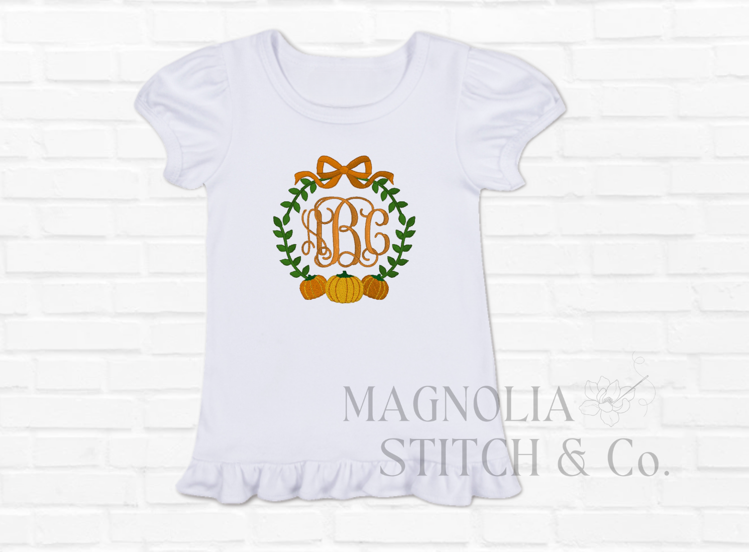 Pumpkin Bow Frame - Fall Ruffle Tee