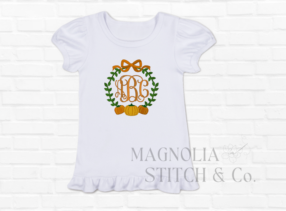 Pumpkin Bow Frame - Fall Ruffle Tee