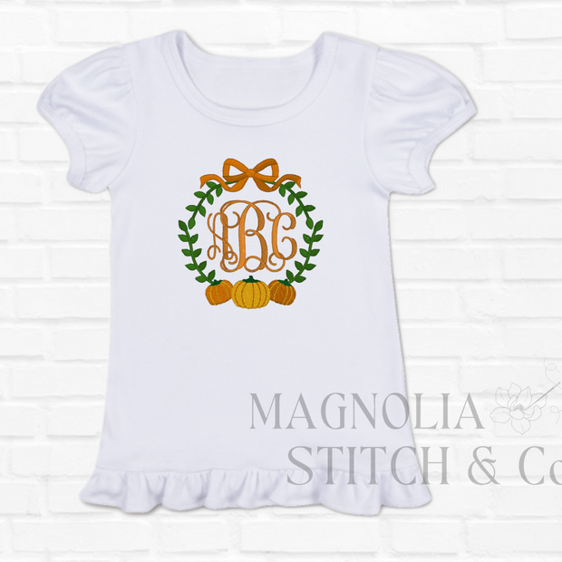 Pumpkin Bow Frame - Fall Ruffle Tee