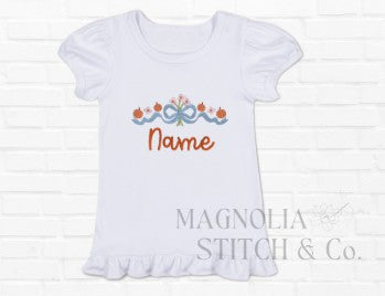 Fall Blooms Pumpkin Bow - Toddler Ruffle Tee