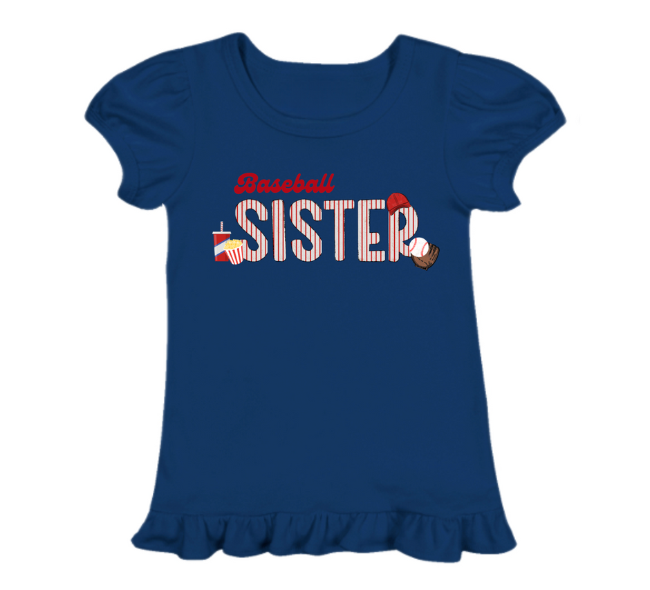 Baseball Sister - Toddler Ruffle Tee