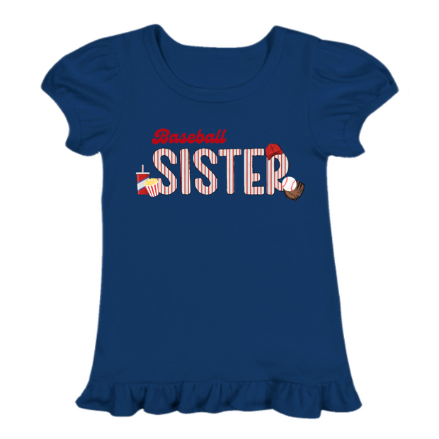 Baseball Sister - Toddler Ruffle Tee
