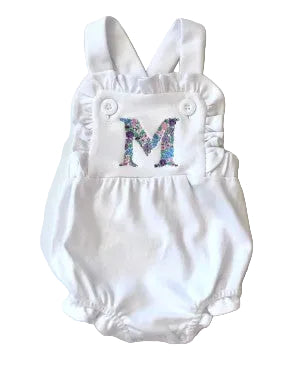 Floral Monogram Ruffle Sunsuit